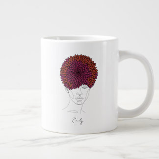 Personalized November Birth Flower Portrait Jumbo-Tasse