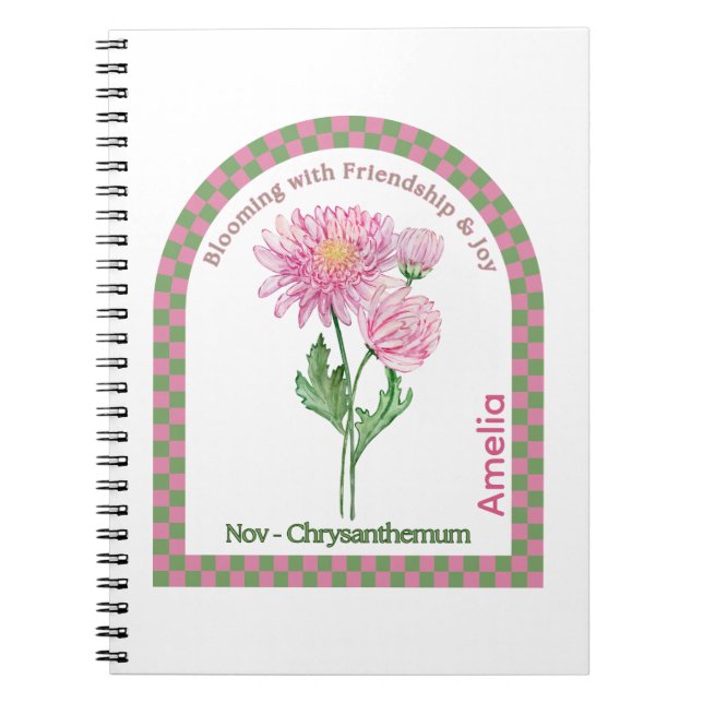 Personalized November Birth Month Flower Notebook Notizblock (Vorderseite)