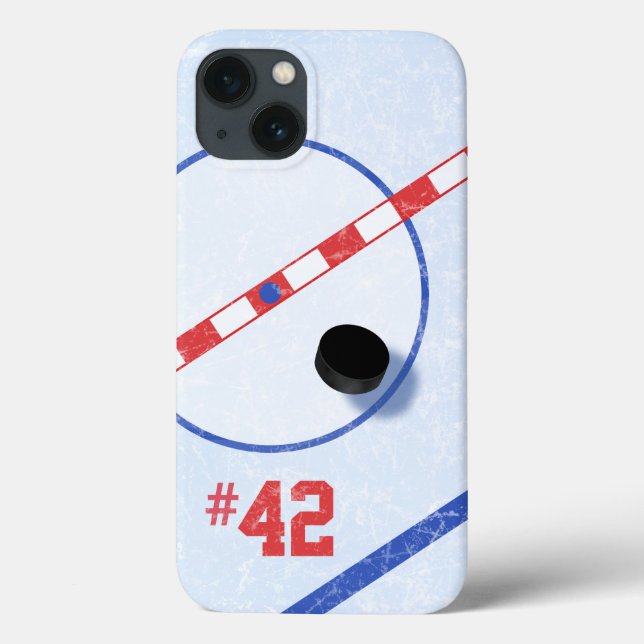 Personalized Number, Center Ice Hockey Player Case-Mate iPhone Hülle (Rückseite)