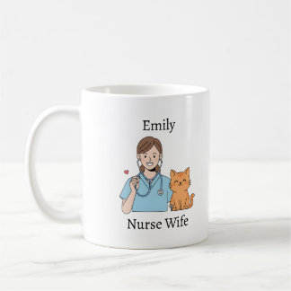 Personalized Nurse Cat Cute RN Gift with Name Kaffeetasse