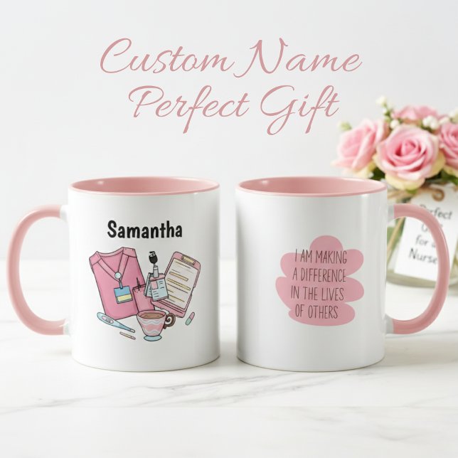 Personalized Nurse Gift Mug Custom Name Tasse (Von Creator hochgeladen)