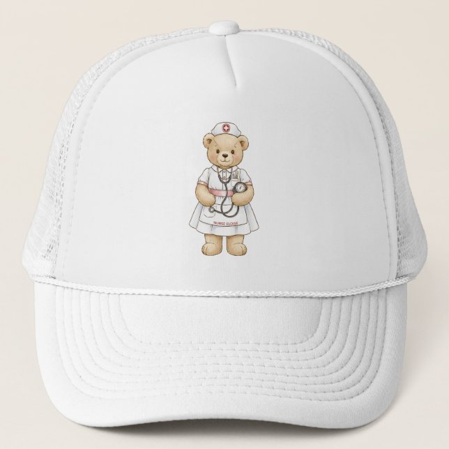 Personalized Nurse Teddy Bear Custom Name Nursing  Truckerkappe (Vorderseite)