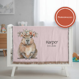 Personalized Nursery Blanket • Capybara Baby Decor Decke