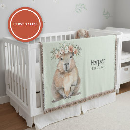 Personalized Nursery Blanket • Capybara Baby Decor Decke