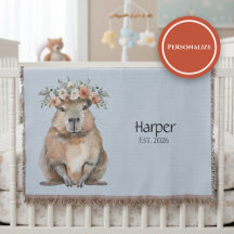 Personalized Nursery Blanket • Capybara Baby Decor