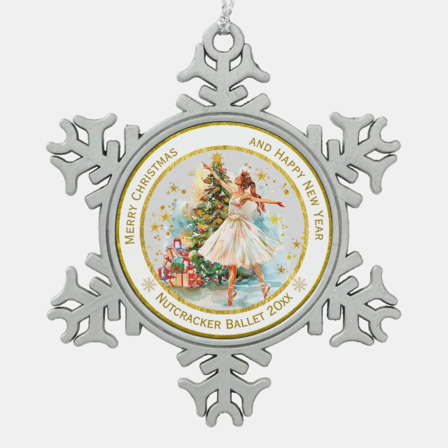 Personalized Nutcracker Ballet Christmas - Gift Schneeflocken Zinn-Ornament (Vorderseite)