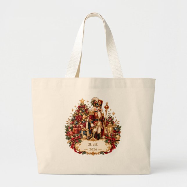 Personalized Nutcracker Christmas Blanket with Nam Jumbo Stoffbeutel (Vorne)