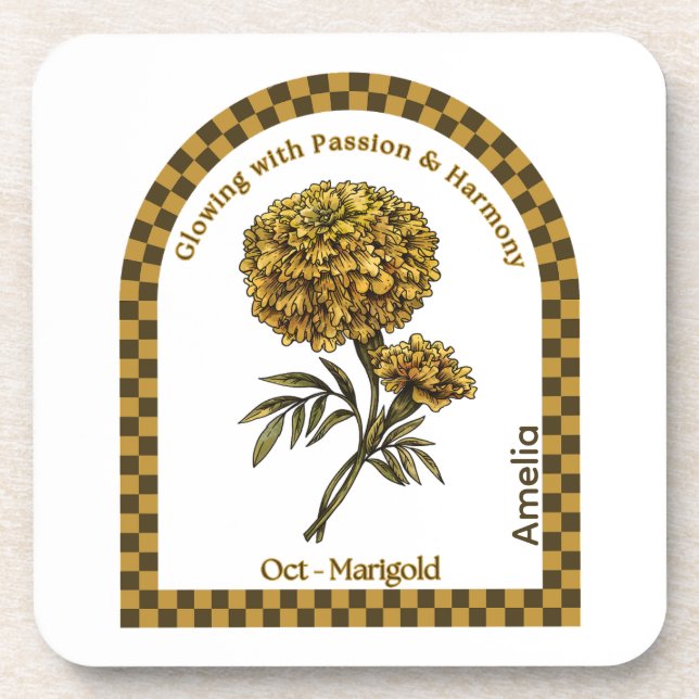 Personalized October Birth Month Flower Coaster Getränkeuntersetzer (Vorderseite)