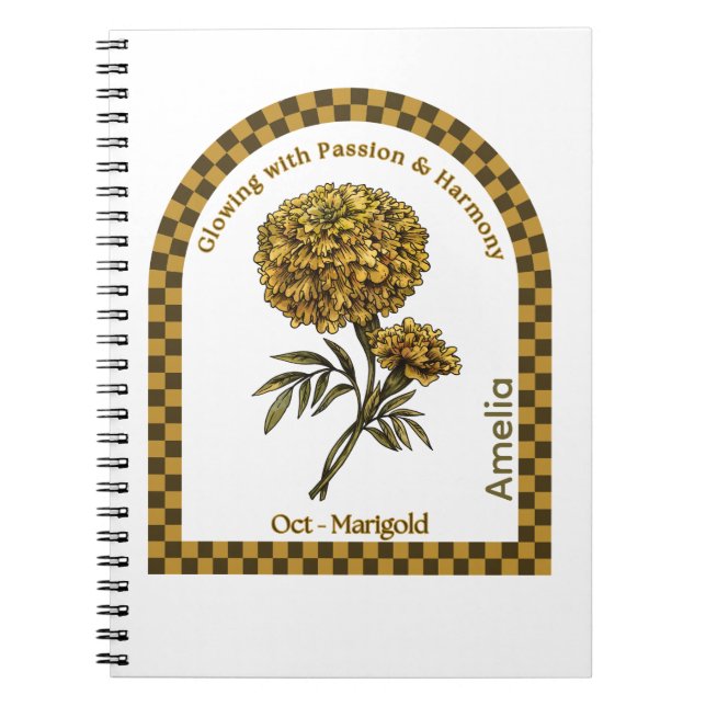 Personalized October Birth Month Flower Notebook Notizblock (Vorderseite)