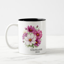 Personalized October Cosmos Birth Flower Mugs Zweifarbige Tasse