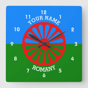 Personalized Official Romany gypsy travellers flag Quadratische Wanduhr