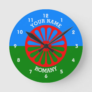 Personalized Official Romany gypsy travellers flag Runde Wanduhr