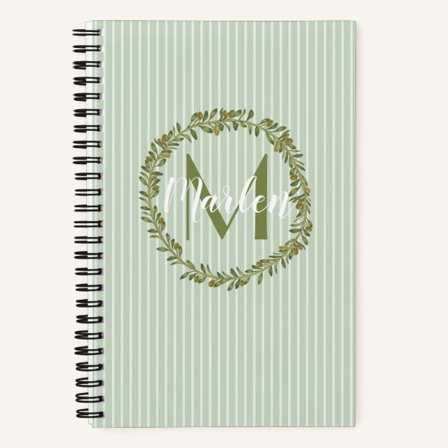 Personalized Olive Wreath Monogram  Notizbuch (Vorderseite)