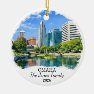 Personalized Omaha Ornament, Custom Nebraska Keramik Ornament