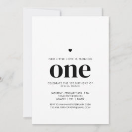 Personalized One Heart First Birthday Einladung