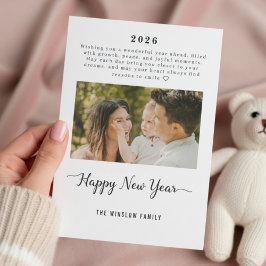 Personalized One-Photo New Year Card 2026 Feiertagskarte
