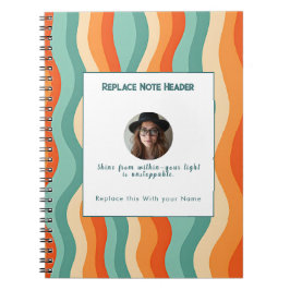 Personalized Orange and Teal Wave Patterned  Notizblock