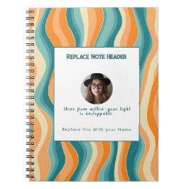 Personalized Orange and Teal Wave Patterned  Notizblock