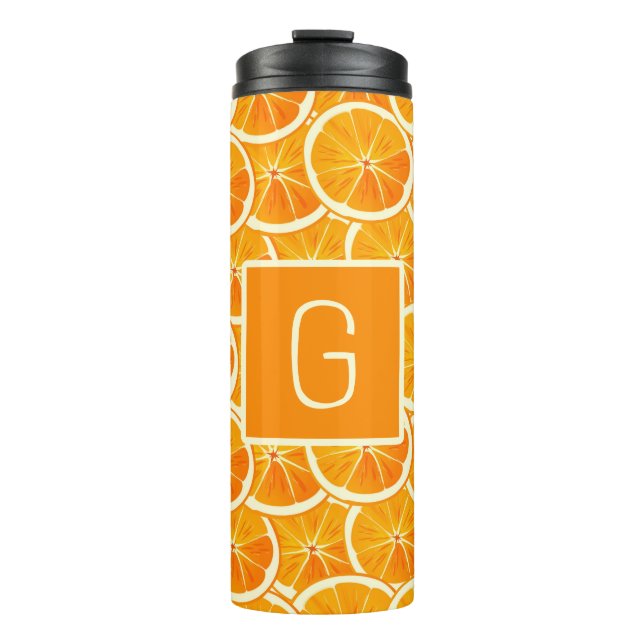 Personalized Orange Citrus Monogram  Thermosbecher (Vorderseite)