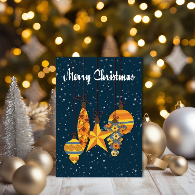 Personalized Orange Ornaments Christmas Card Karte (Personalize your holiday wishes, by adding a custom message.)