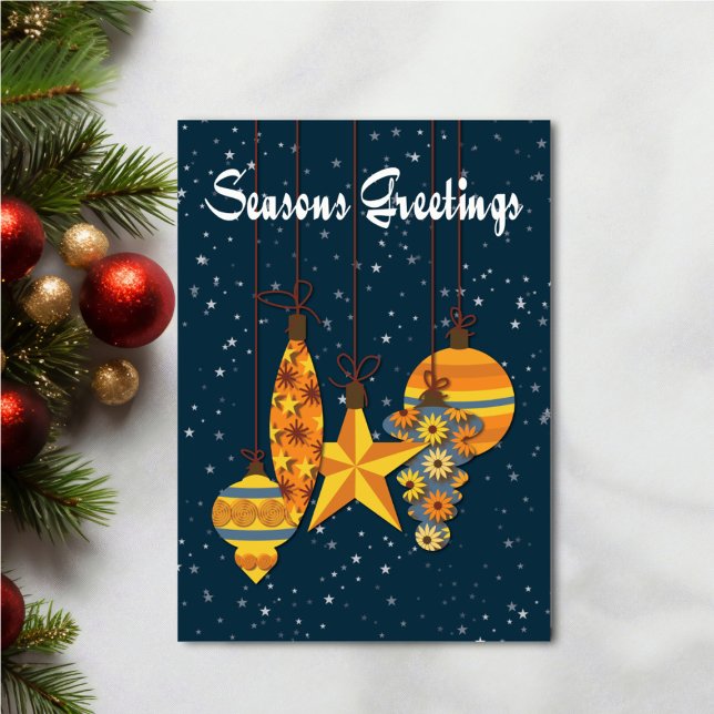 Personalized Orange Ornaments Greeting Card Karte (Personalize your holiday wishes, by adding a custom message.)