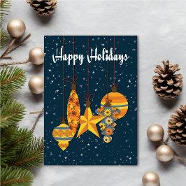 Personalized Orange Ornaments Holiday Card Karte