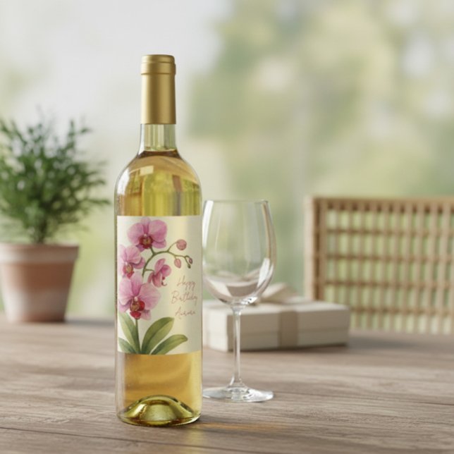 Personalized Orchid Floral Wine Label Weinetikett (Von Creator hochgeladen)