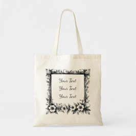 Personalized Ornate Floral Frame Tote Tragetasche