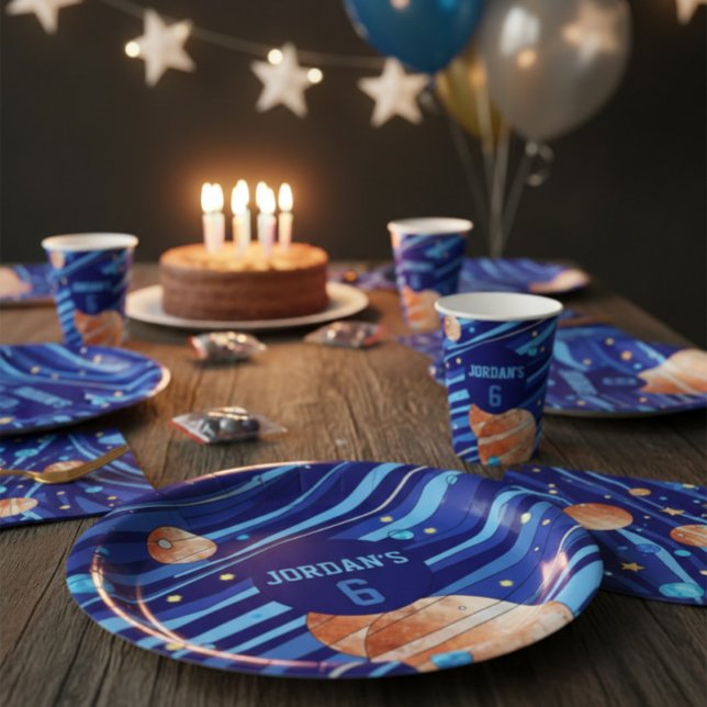 Personalized Outer Space Galaxy Birthday Pappteller (Von Creator hochgeladen)