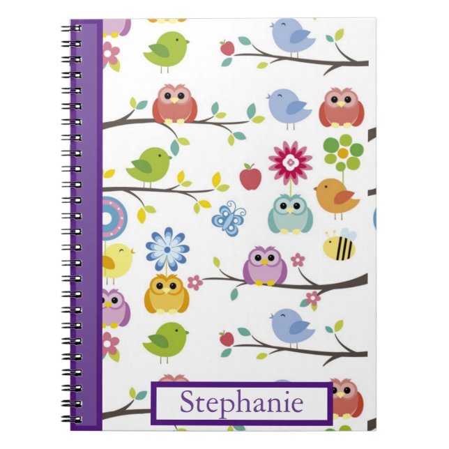 Personalized Owls Cute Simple Modern Name Notizblock (Vorderseite)
