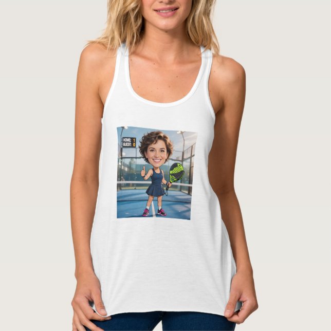 Personalized Paddle/Pickleball Caricature   Tank Top (Vorderseite)