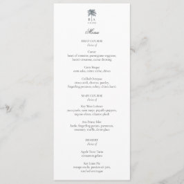 Personalized Palm Tree Beach Elegant Wedding Menu Menükarte