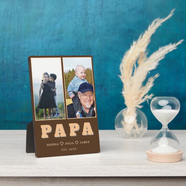Personalized Papa Plaque – Grandkids Names & Photo Fotoplatte (Seite)