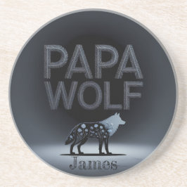Personalized Papa Wolf Nature Silhouette Getränkeuntersetzer