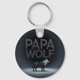 Personalized Papa Wolf Nature Silhouette Schlüsselanhänger
