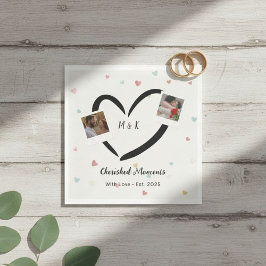  Personalized Paper Napkins with  Two Photos, Name Serviette