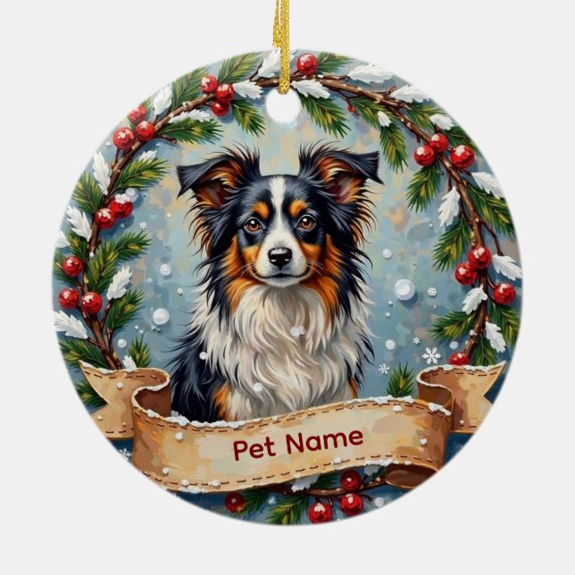 Personalized Papillon Christmas Keramik Ornament (Hinten)
