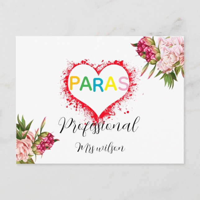 Personalized paraprofessional educator teacher postkarte (Vorderseite)