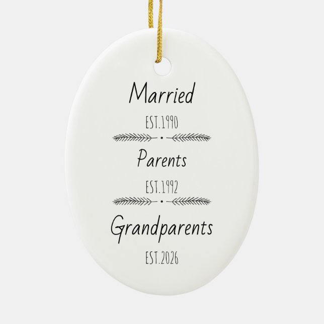 Personalized Parents Grandparents Est Custom Year Keramik Ornament (Hinten)