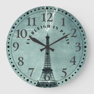 Personalized Paris Eiffel Tower Large Clock Große Wanduhr