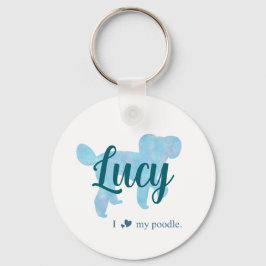 Personalized Pastel Blue Poodle Keychain Schlüsselanhänger