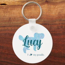 Personalized Pastel Blue Poodle Keychain Schlüsselanhänger