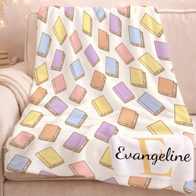 Personalized Pastel Bookish Aesthetic Pattern Fleecedecke (Von Creator hochgeladen)