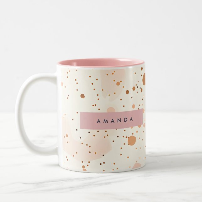 Personalized Pastel Confetti Dot Style Zweifarbige Tasse (Links)