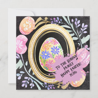 Personalized Pastel Easter Egg Botanical Frame Feiertagskarte