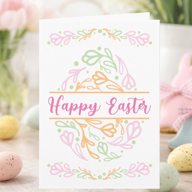 Personalized Pastel Floral Easter Egg Happy Easter Karte (Von Creator hochgeladen)