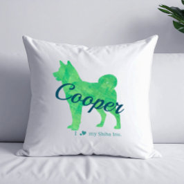 Personalized Pastel Green Color Shiba Inu Dog 柴犬 Kissen