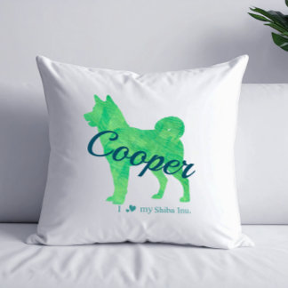 Personalized Pastel Green Color Shiba Inu Dog 柴犬 Kissen