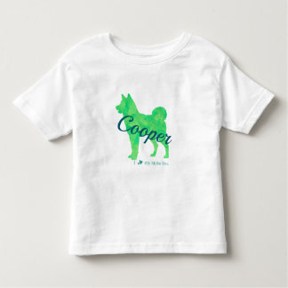 Personalized Pastel Green Color Shiba Inu Dog 柴犬 Kleinkind T-shirt