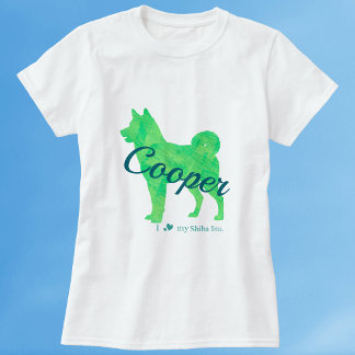 Personalized Pastel Green Color Shiba Inu Dog 柴犬 T-Shirt